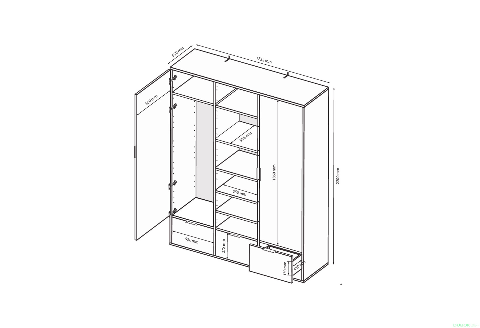 Fotografia 9 - Skriňa 3dc 3šx lesklá biela / dub cremona Olívia