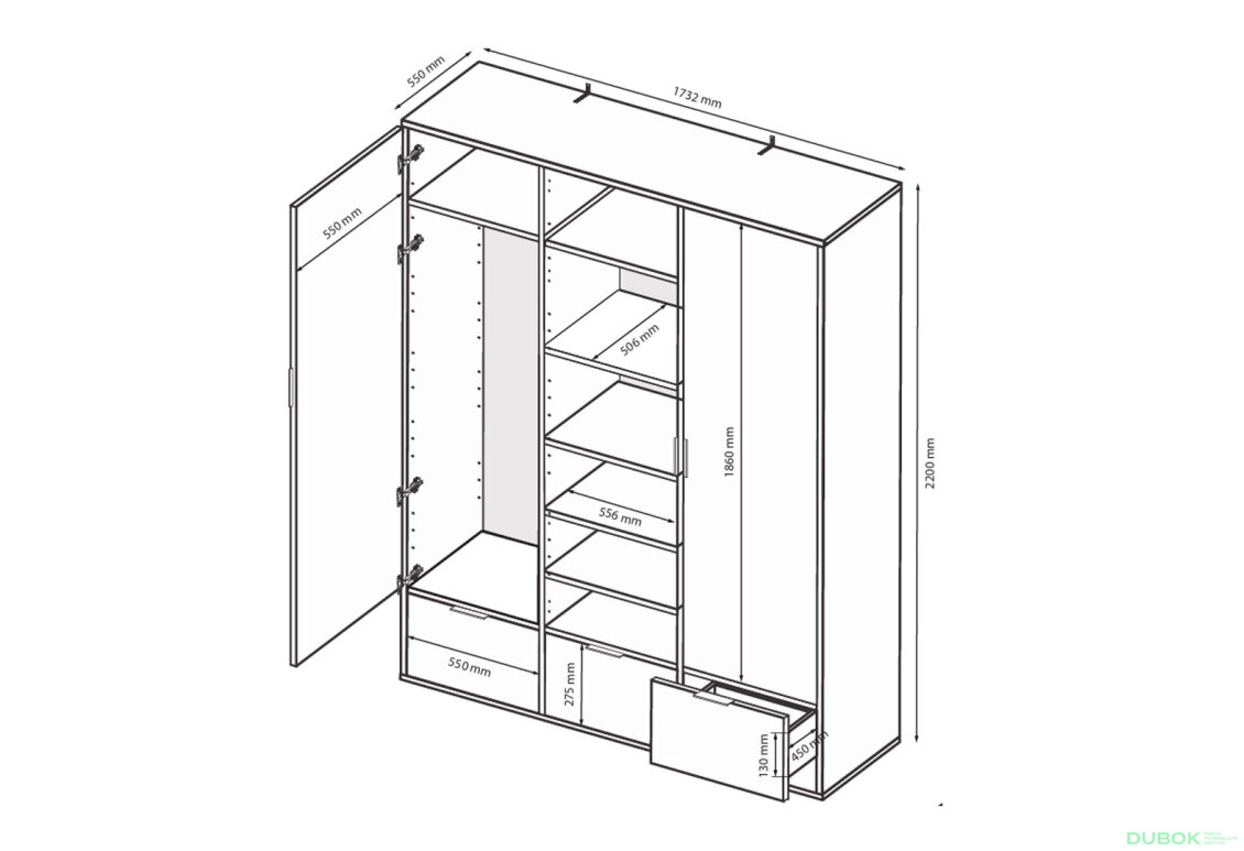 Fotografia 9 - Skriňa 3dc 3šx lesklá biela / dub cremona Olívia
