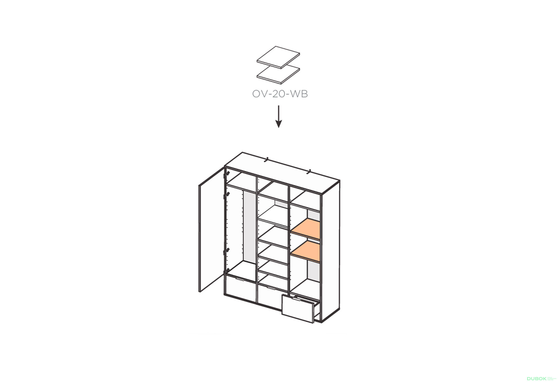 Fotografia 10 - Skriňa 3dc 3šx lesklá biela / dub cremona Olívia