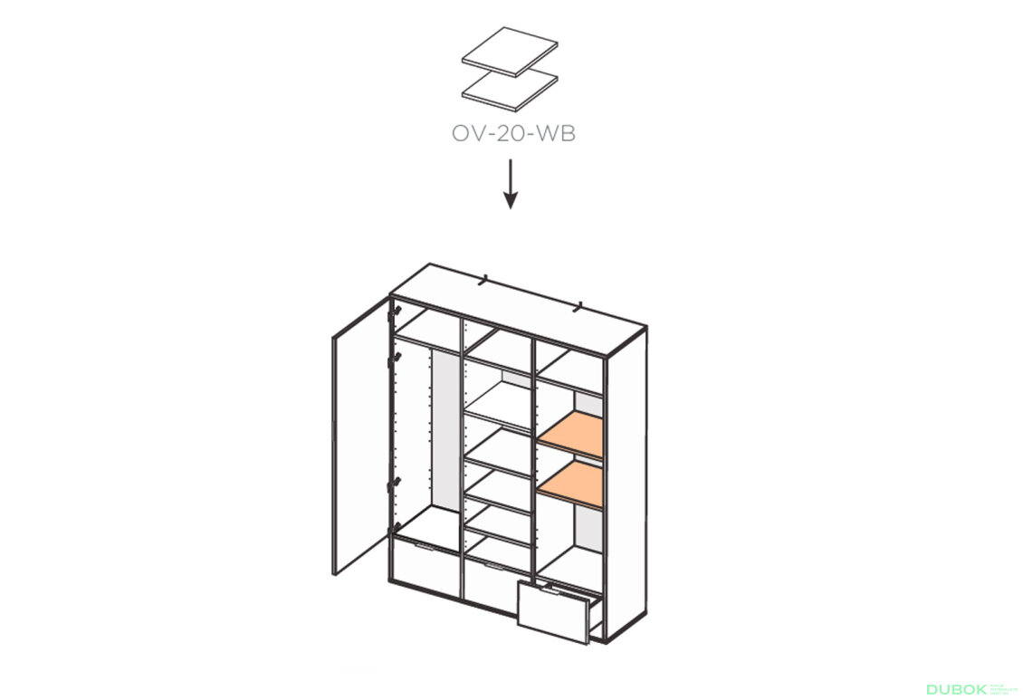 Fotografia 10 - Skriňa 3dc 3šx lesklá biela / dub cremona Olívia