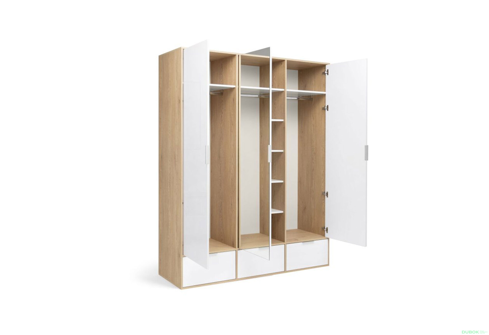 Fotografia 3 - Skriňa 3dc 3šx lesklá biela / dub cremona Olívia