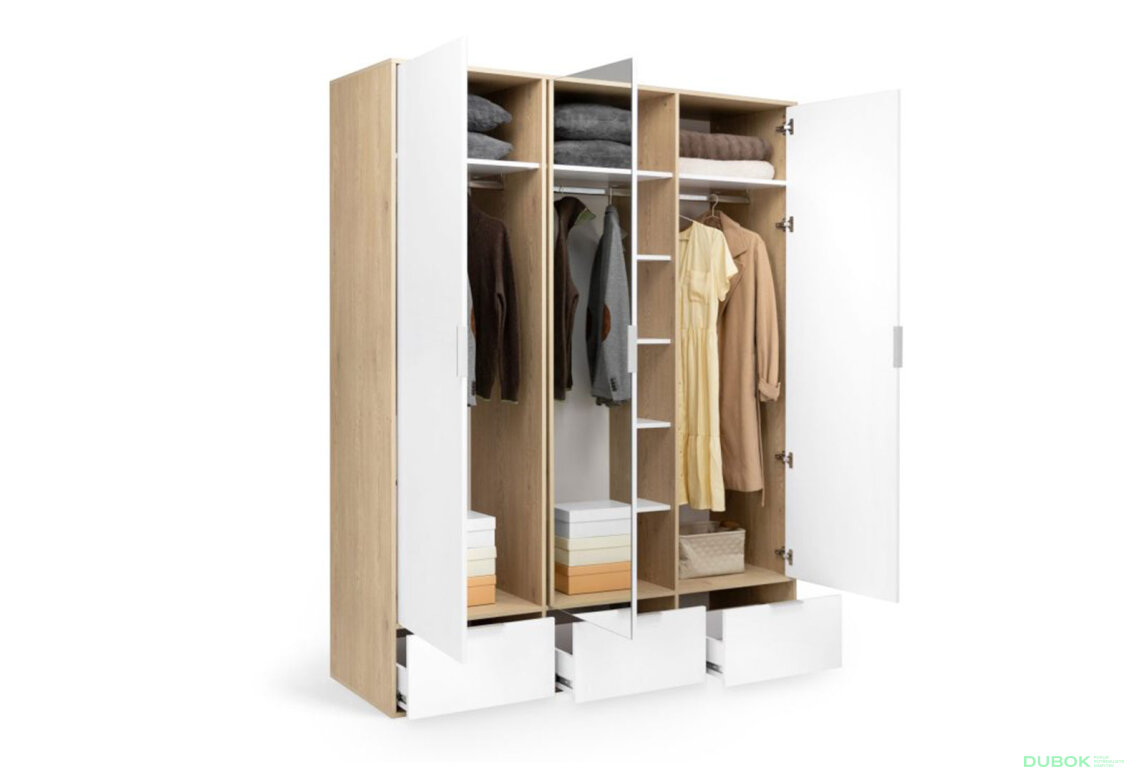 Fotografia 4 - Skriňa 3dc 3šx lesklá biela / dub cremona Olívia