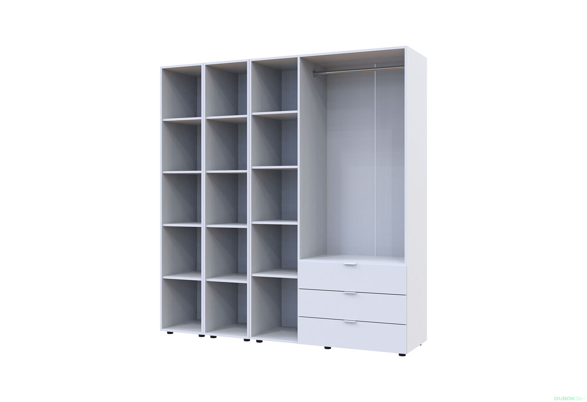 Skriňa trojdverová s 2 regálmi Gelar 192.6 cm Biela - Fotografia 4 Fotografia 4 - Skriňa trojdverová s 2 regálmi Gelar 192.6 cm Biela