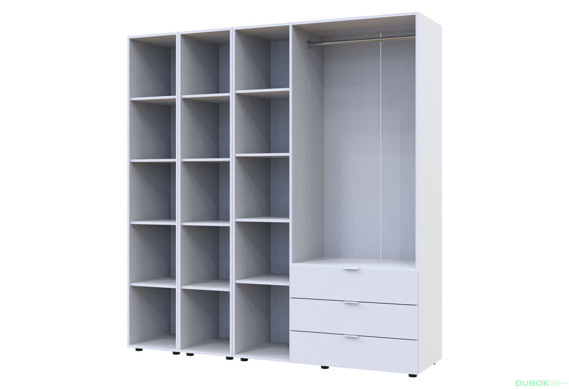 Skriňa trojdverová s 2 regálmi Gelar 192.6 cm Biela - Fotografia 4 Fotografia 4 - Skriňa trojdverová s 2 regálmi Gelar 192.6 cm Biela