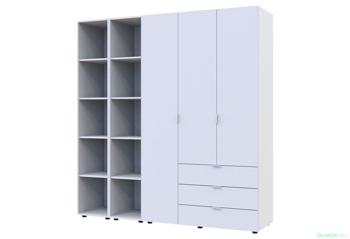 Skriňa trojdverová s 2 regálmi Gelar 192.6 cm Biela - Fotografia 6 Fotografia 6 - Skriňa trojdverová s 2 regálmi Gelar 192.6 cm Biela