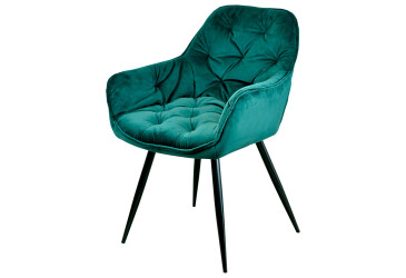 Stolička Cherry Velvet zelený Bluvel 78, matná čierna kov