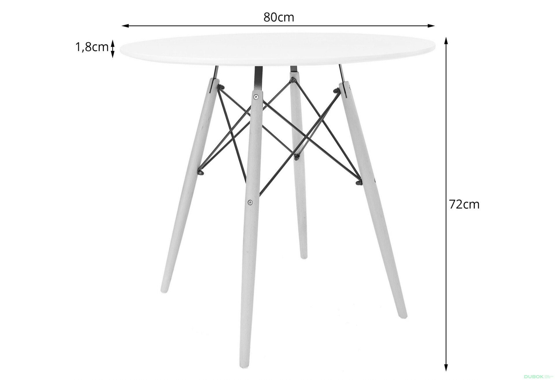 Stół TODI Okrągły 80cm - biały / czarne nogi - Fotografia 2 Fotografia 2 - Stół TODI Okrągły 80cm - biały / czarne nogi