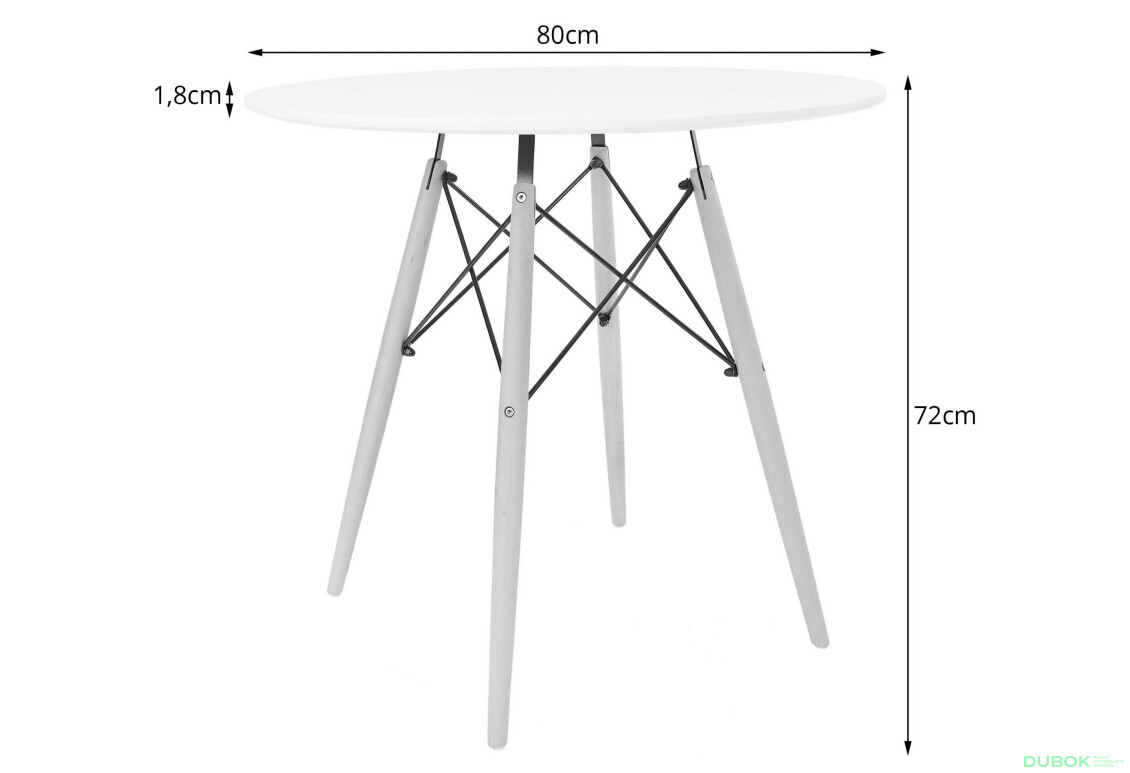 Stół TODI Okrągły 80cm - biały / czarne nogi - Fotografia 2 Fotografia 2 - Stół TODI Okrągły 80cm - biały / czarne nogi