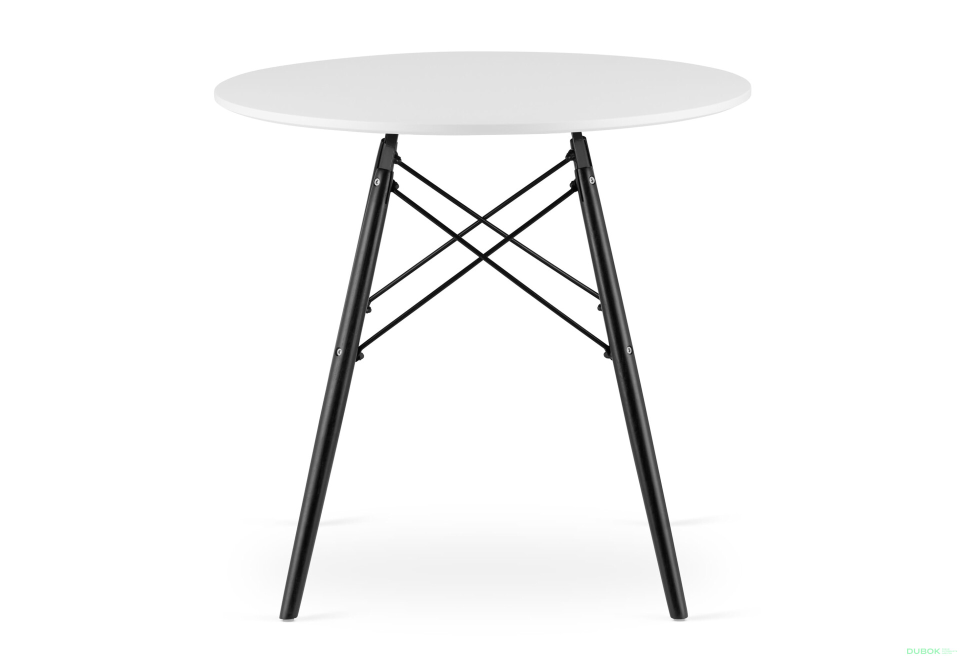 Fotografia 3 - Stół TODI Okrągły 80cm - biały / czarne nogi