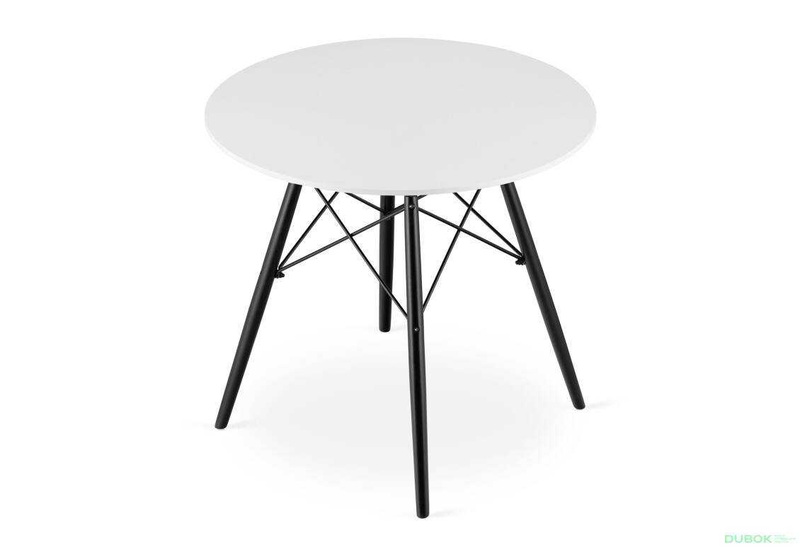 Stół TODI Okrągły 80cm - biały / czarne nogi - Fotografia 4 Fotografia 4 - Stół TODI Okrągły 80cm - biały / czarne nogi