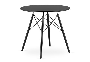 Stół TODI Okrągły 80cm - czarny / czarne nogi