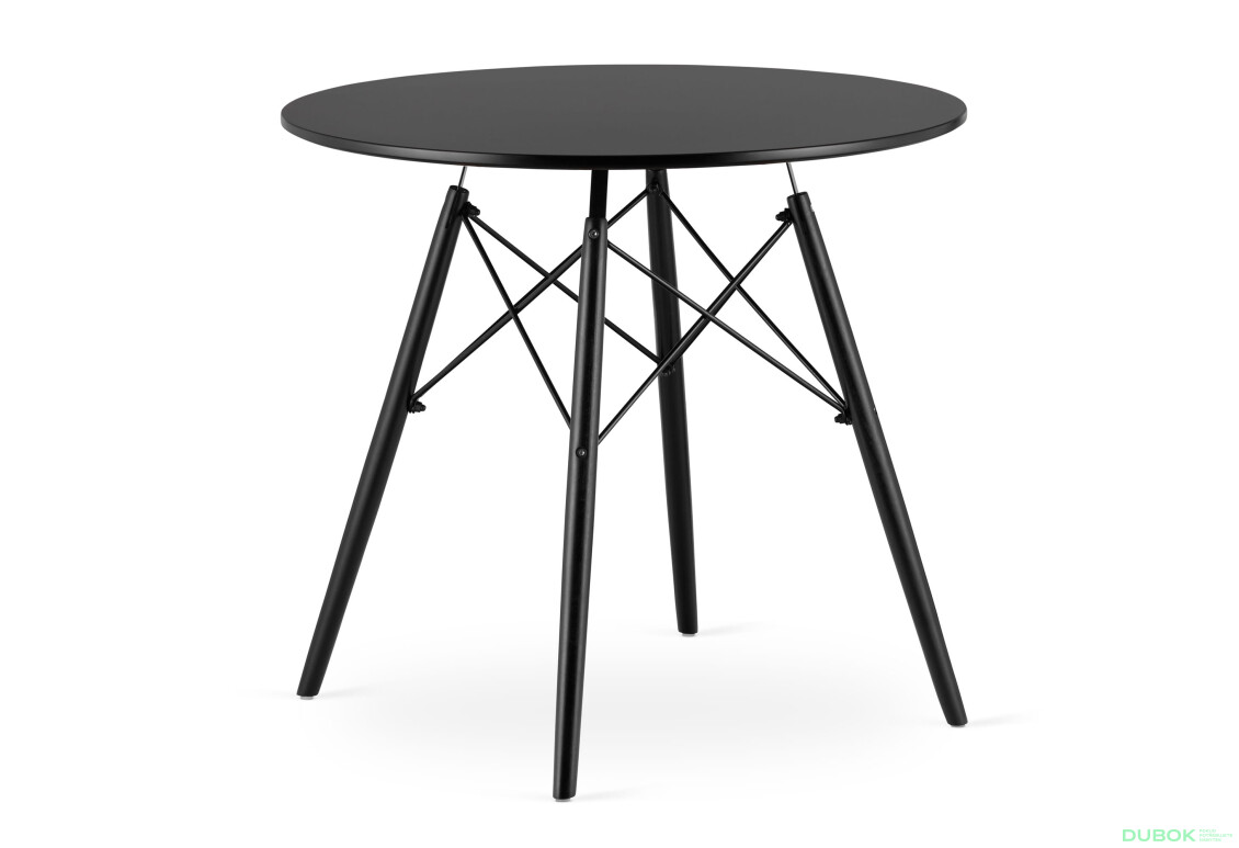 Stół TODI Okrągły 80cm - czarny / czarne nogi