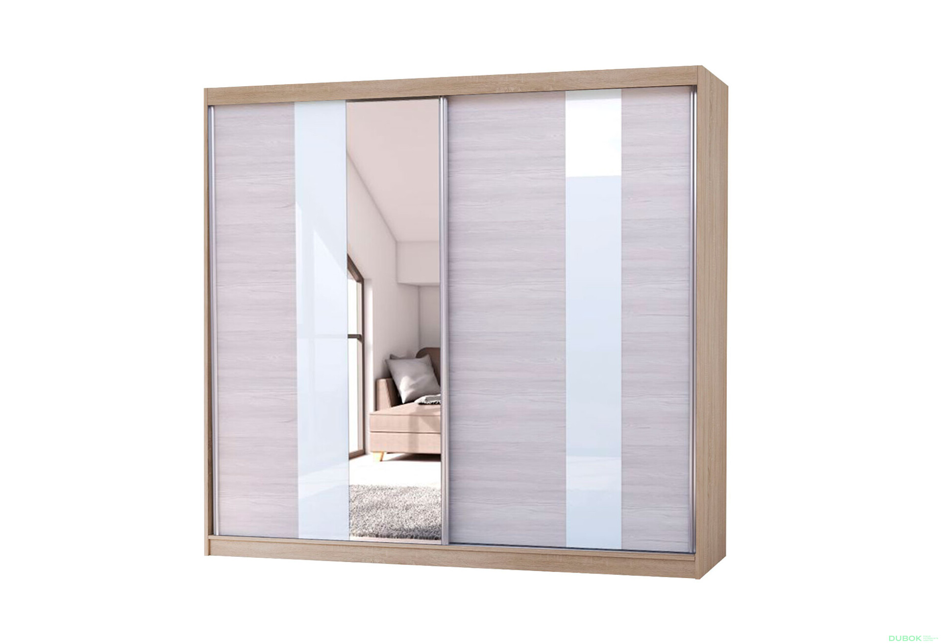 Fotografia 1 - Skriňa Multi 32, 233 dub sonoma + fasáda kathult + lacobel + zrkadlo