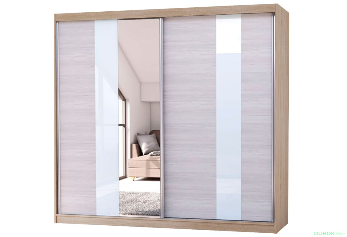 Skriňa Multi 32, 233 dub sonoma + fasáda kathult + lacobel + zrkadlo