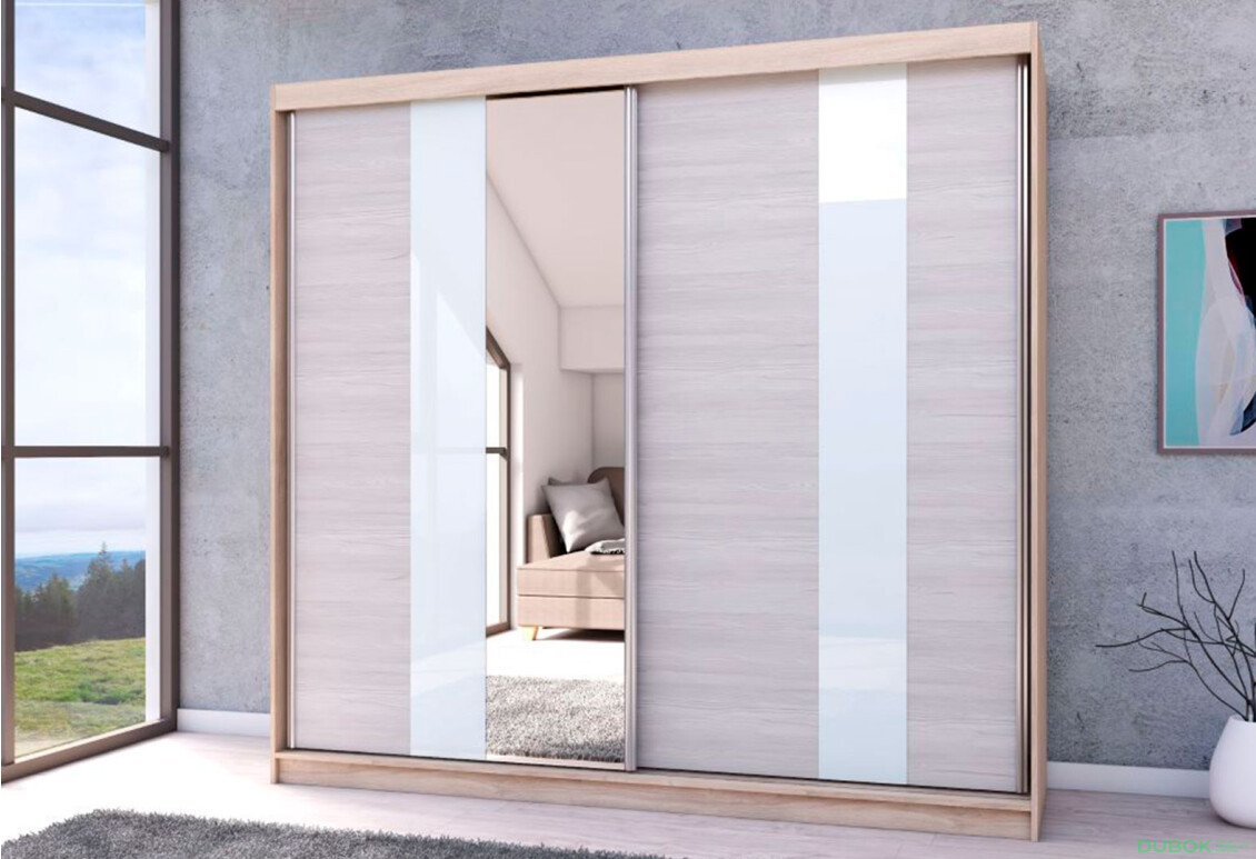 Fotografia 2 - Skriňa Multi 32, 233 dub sonoma + fasáda kathult + lacobel + zrkadlo