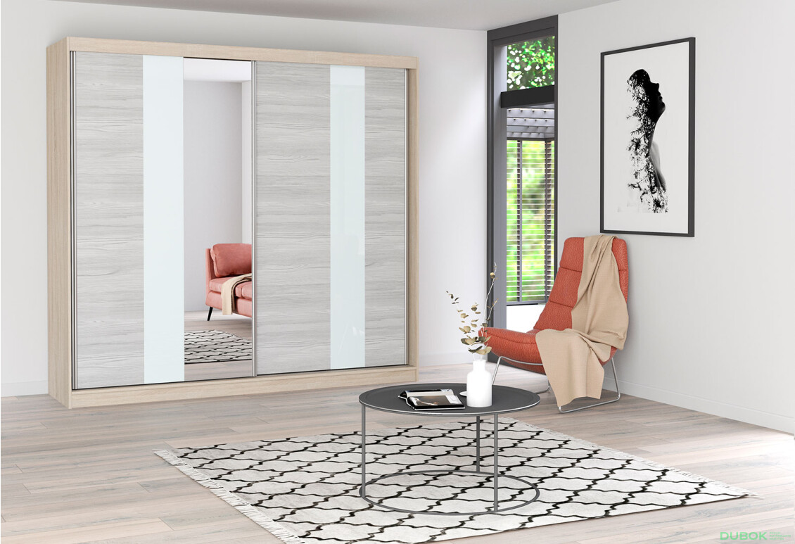 Fotografia 3 - Skriňa Multi 32, 233 dub sonoma + fasáda kathult + lacobel + zrkadlo