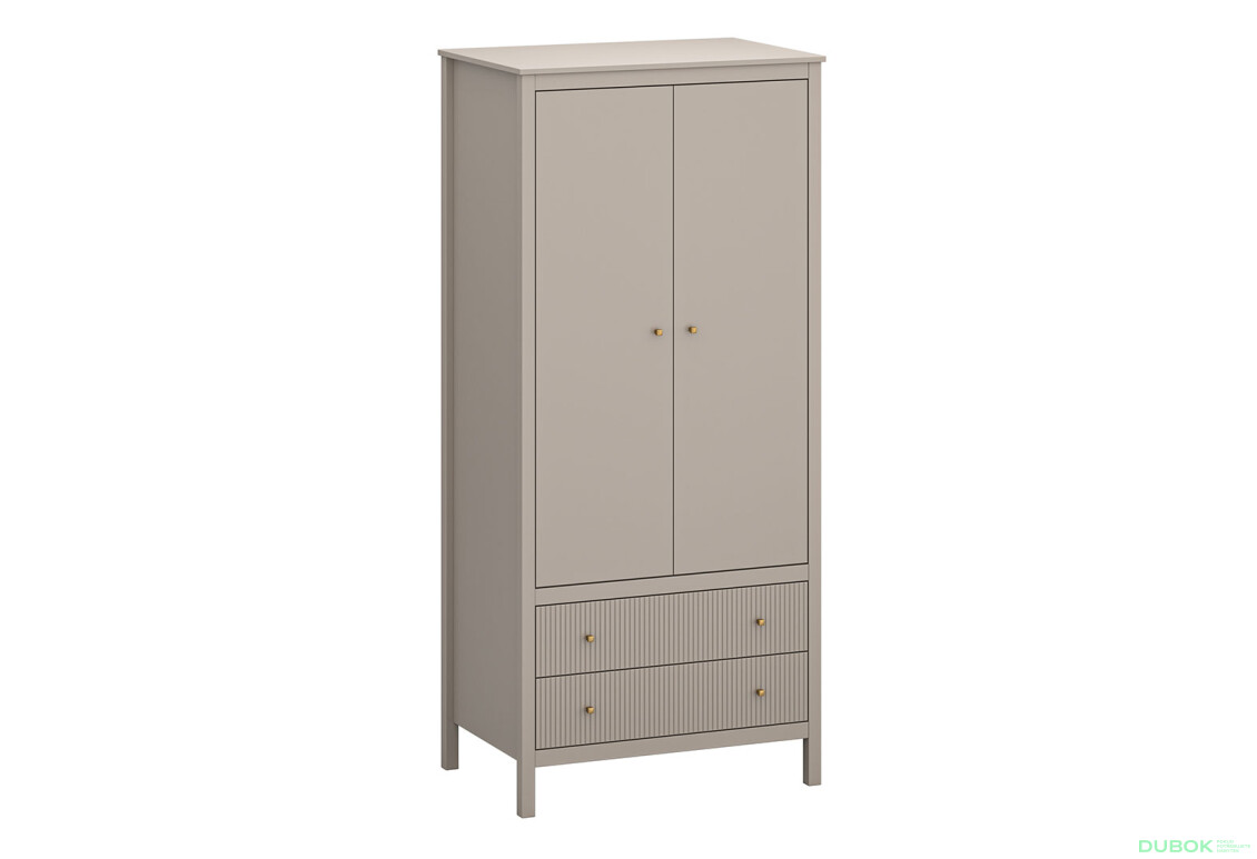 Skriňa dvojdverová so zásuvkami Kleo 91x201x61 cm Taupe - Fotografia 1 Fotografia 1 - Skriňa dvojdverová so zásuvkami Kleo 91x201x61 cm Taupe