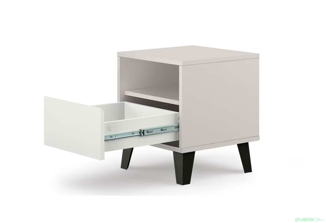 Fotografia 4 - Nočný stolík Borg 1s kašmír / biely