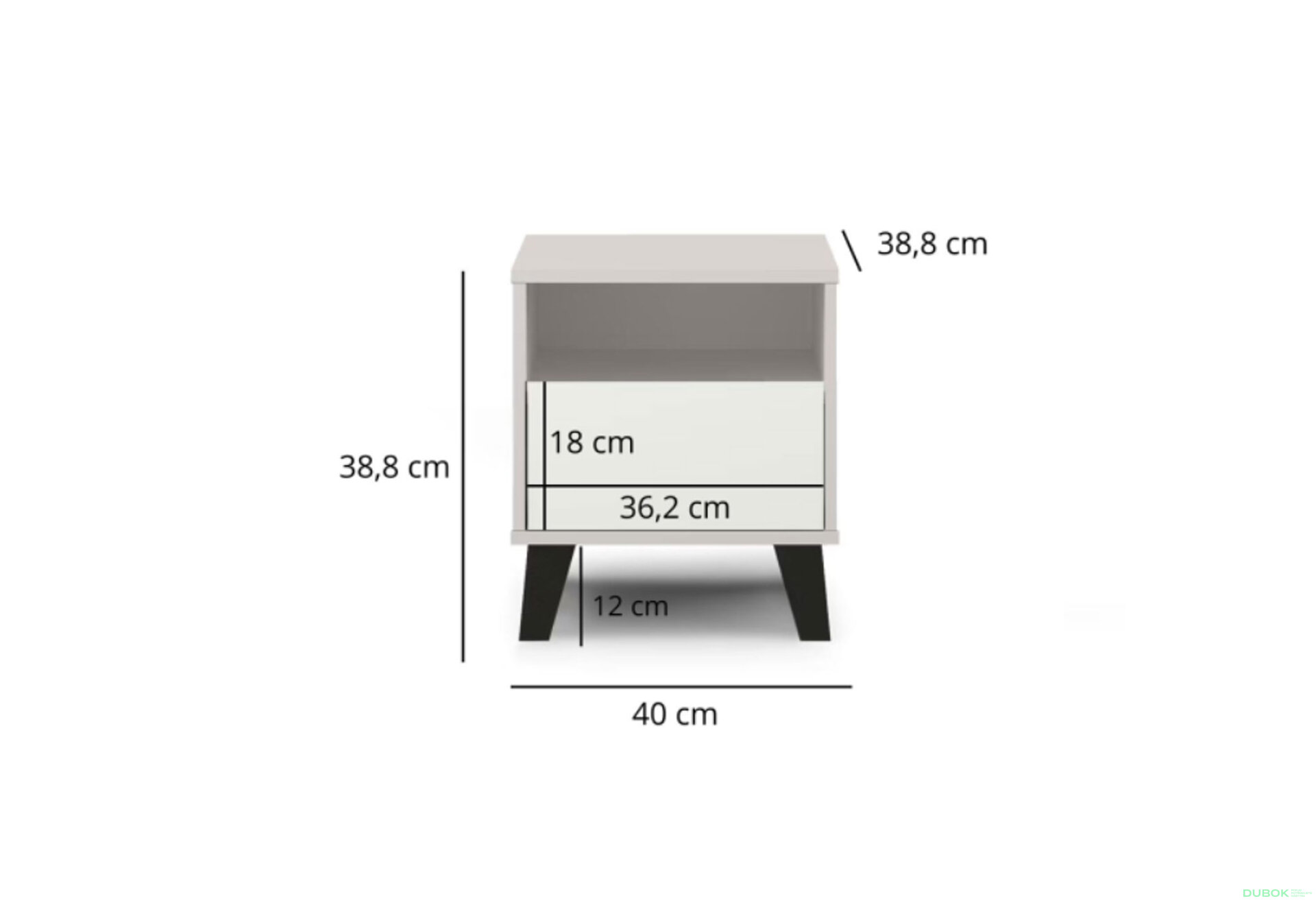 Fotografia 7 - Nočný stolík Borg 1s kašmír / biely