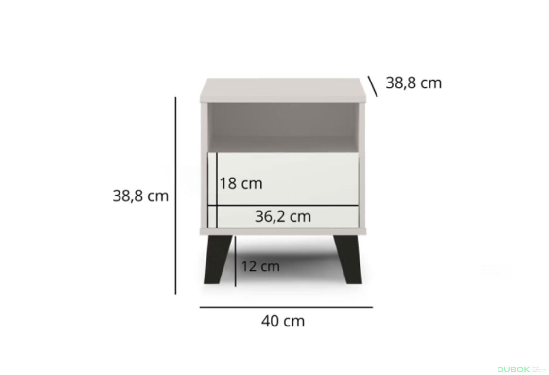 Fotografia 7 - Nočný stolík Borg 1s kašmír / biely