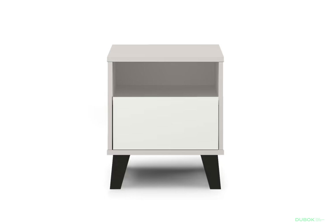 Nočný stolík Borg 1s kašmír / biely