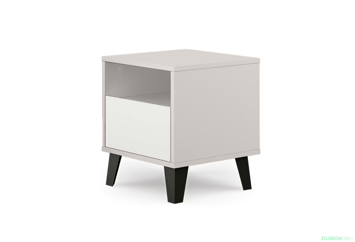 Fotografia 3 - Nočný stolík Borg 1s kašmír / biely