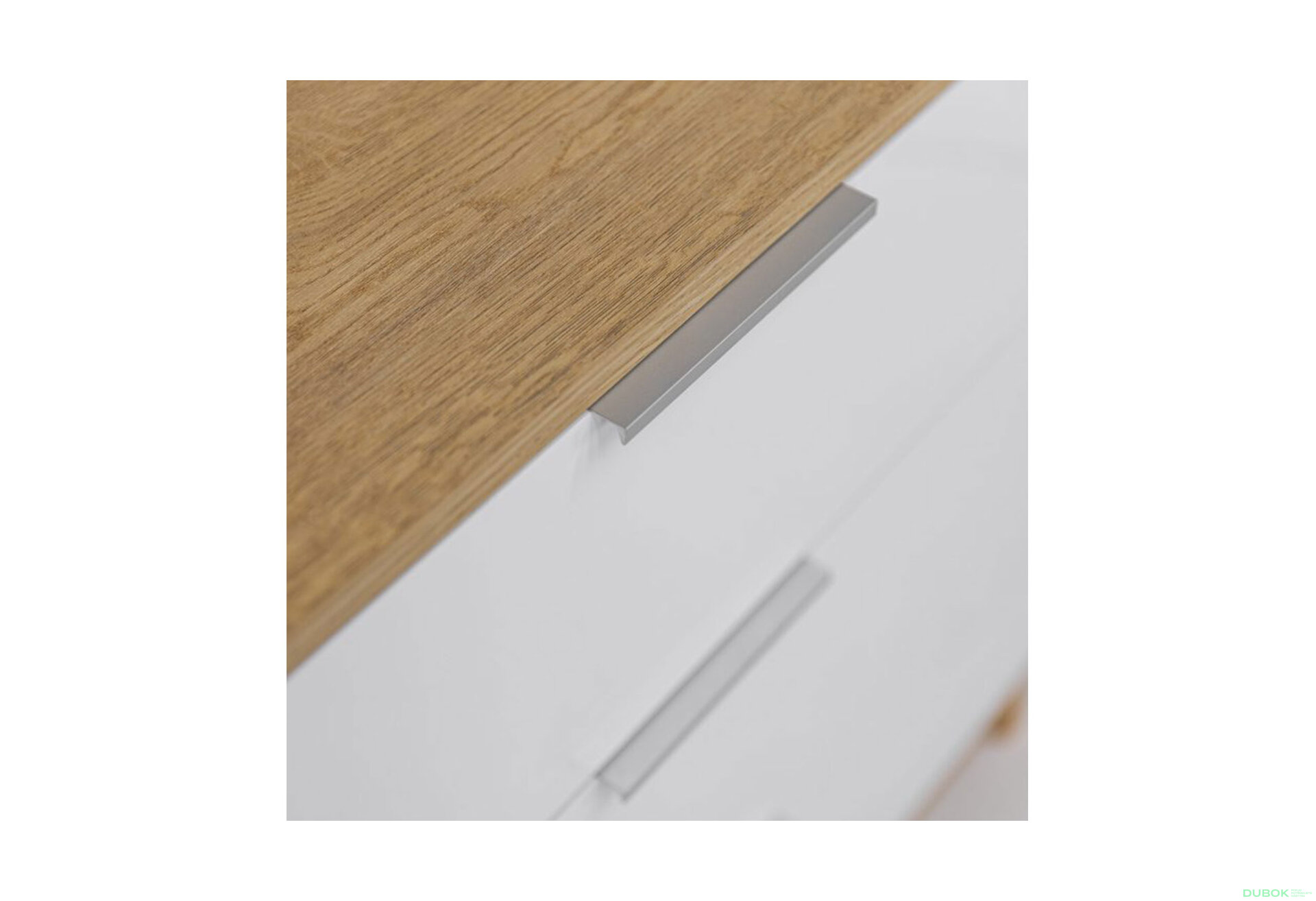 Fotografia 4 - Komoda s 1 dverami a 3 zásuvkami lesklá biela / dub cremona Olívia