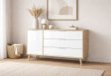 Fotografia 2 - Komoda s 1 dverami a 3 zásuvkami lesklá biela / dub cremona Olívia