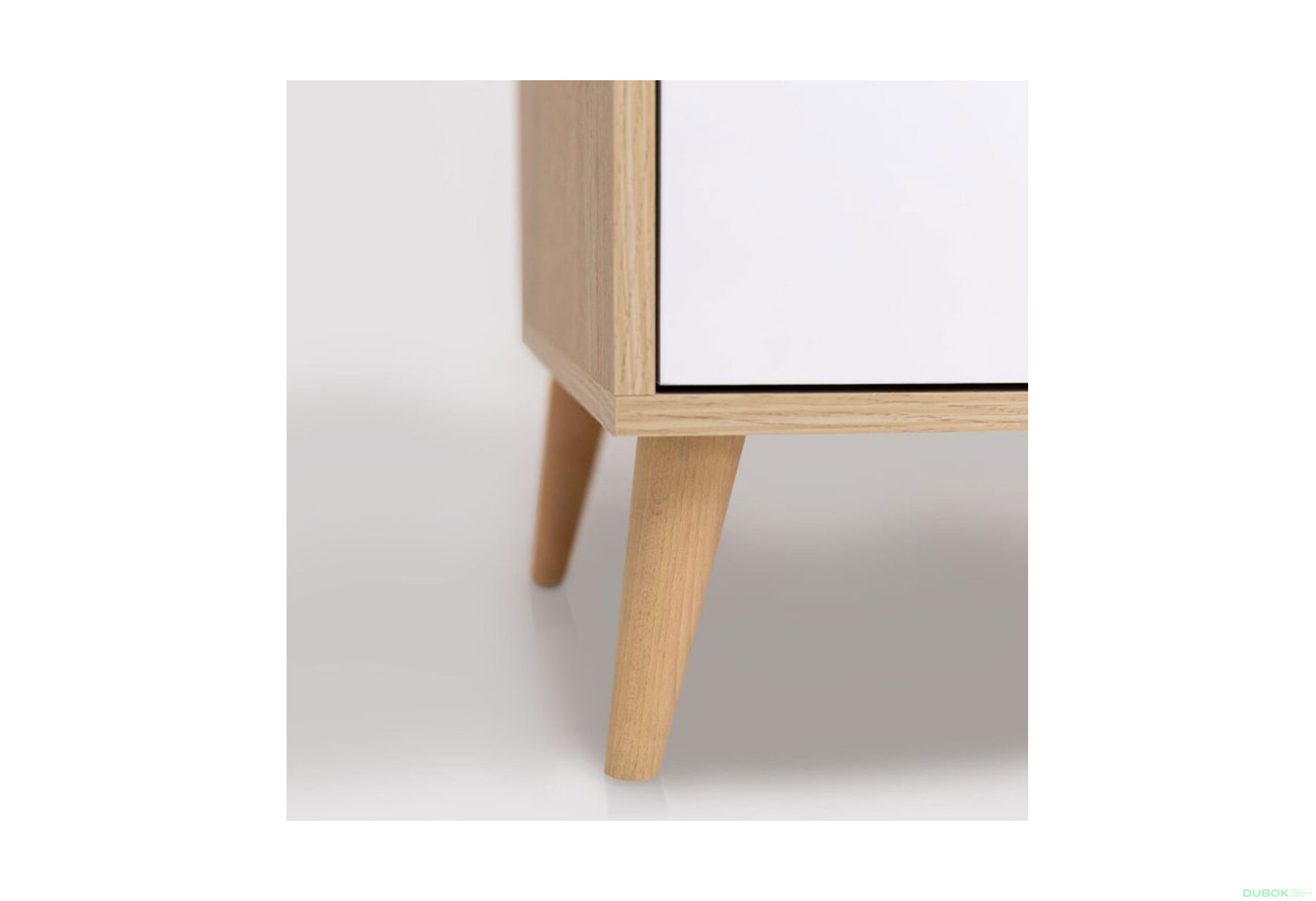 Fotografia 5 - Komoda s 1 dverami a 3 zásuvkami lesklá biela / dub cremona Olívia