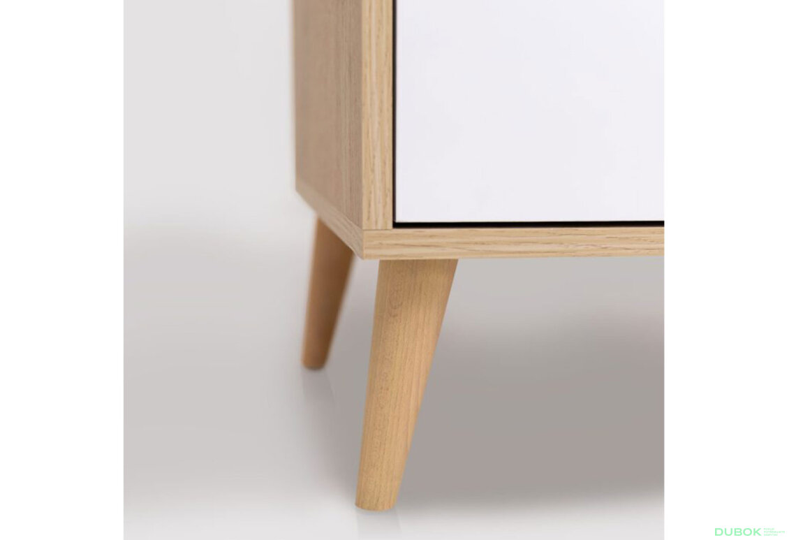 Fotografia 5 - Komoda s 1 dverami a 3 zásuvkami lesklá biela / dub cremona Olívia