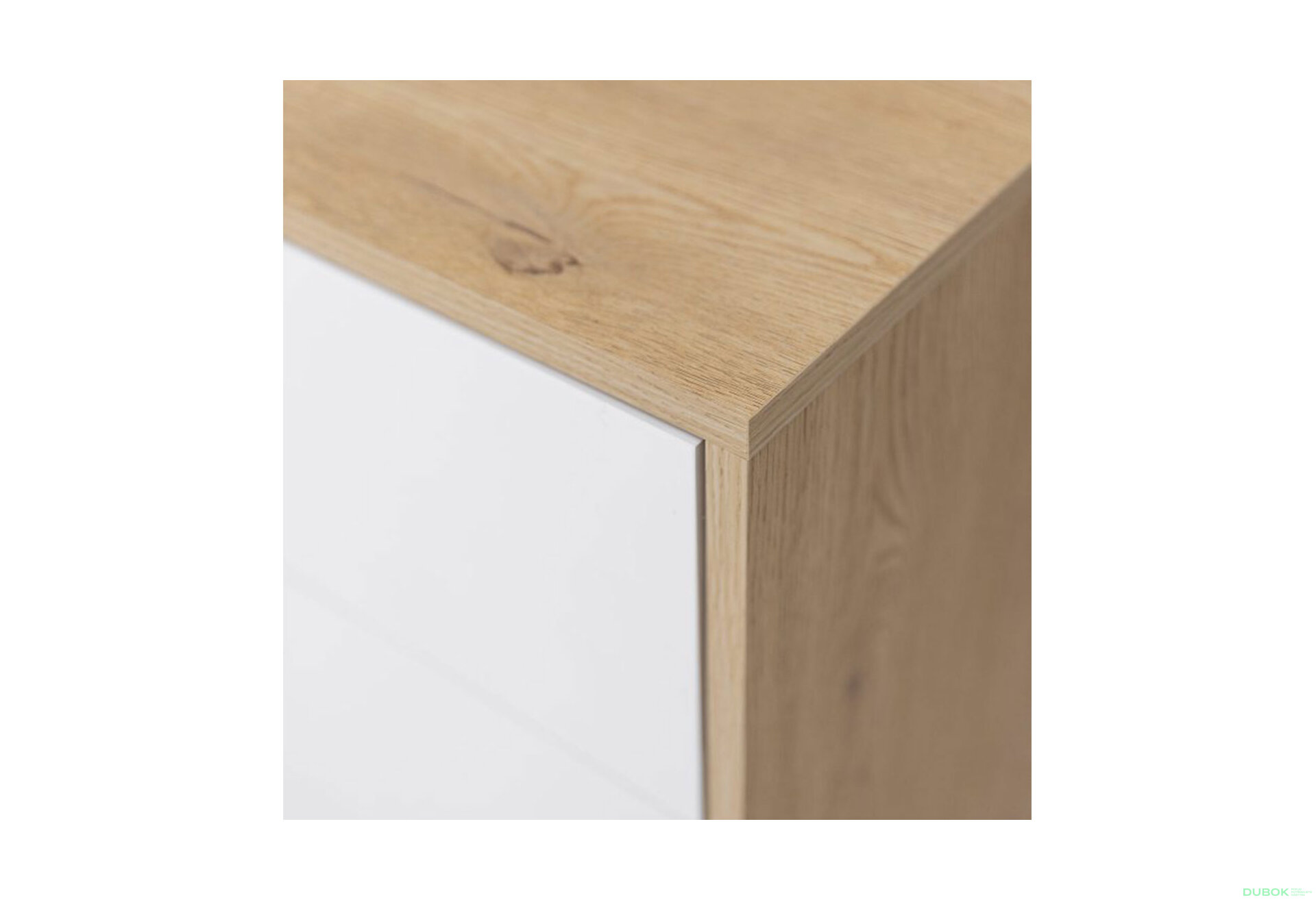 Fotografia 6 - Komoda s 1 dverami a 3 zásuvkami lesklá biela / dub cremona Olívia