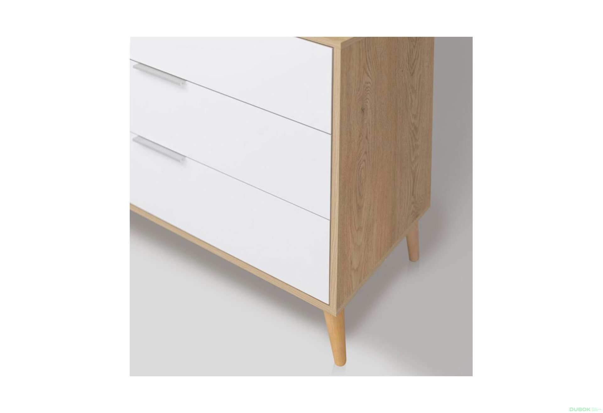 Fotografia 7 - Komoda s 1 dverami a 3 zásuvkami lesklá biela / dub cremona Olívia
