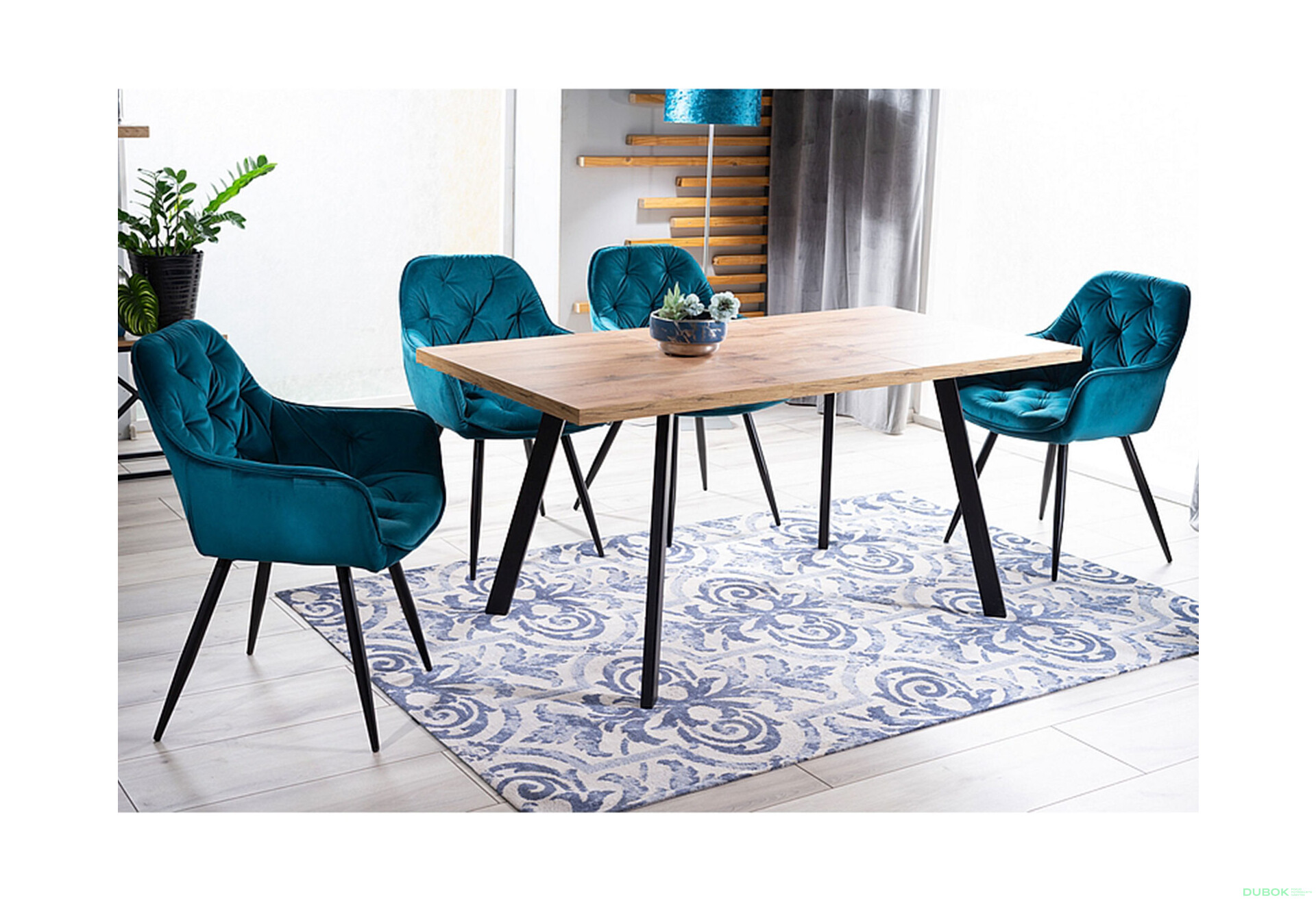 Fotografia 5 - Stolička Cherry Velvet tyrkysový Bluvel 85, matná čierna kov