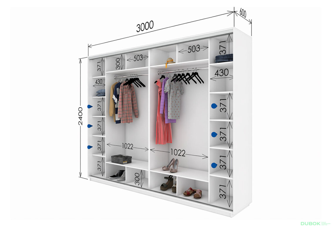 Fotografia 3 - Skriňa s posuvnými dverami 2400x3000x600 4 zrkadlá nymphea alba, profil strieborný