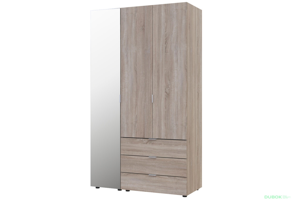 Skriňa trojdverová so zrkadlom Gelar 116.5 cm Dub sonoma - Fotografia 1 Fotografia 1 - Skriňa trojdverová so zrkadlom Gelar 116.5 cm Dub sonoma
