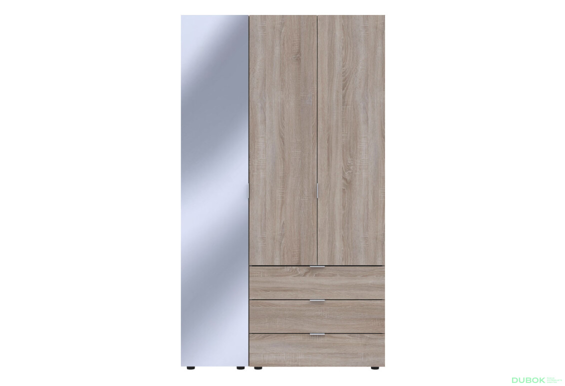 Skriňa trojdverová so zrkadlom Gelar 116.5 cm Dub sonoma - Fotografia 3 Fotografia 3 - Skriňa trojdverová so zrkadlom Gelar 116.5 cm Dub sonoma