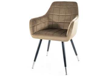 Stolička Nuxe Velvet olivový Bluvel 77, kov čierna / chrome