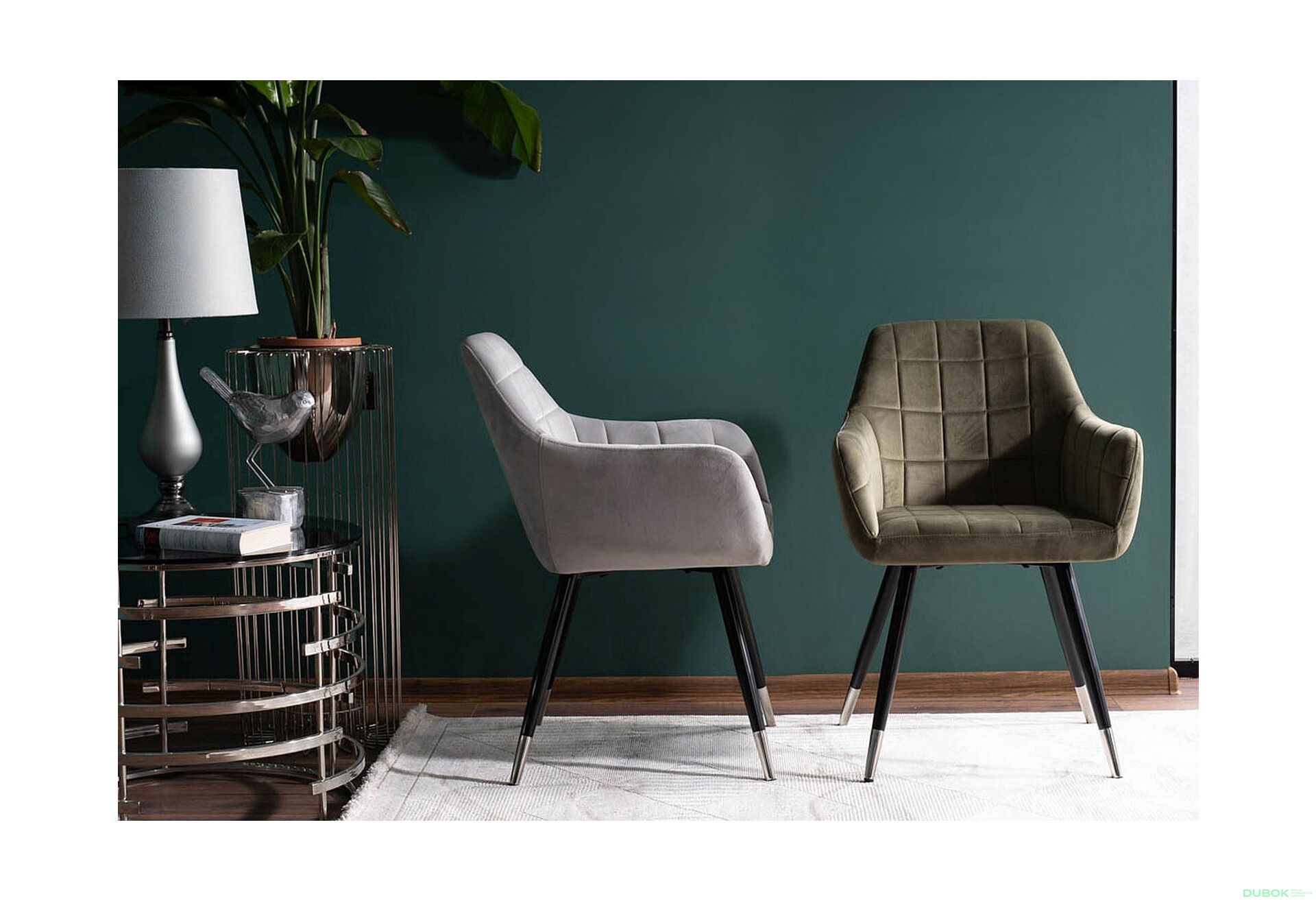 Fotografia 6 - Stolička Nuxe Velvet olivový Bluvel 77, kov čierna / chrome