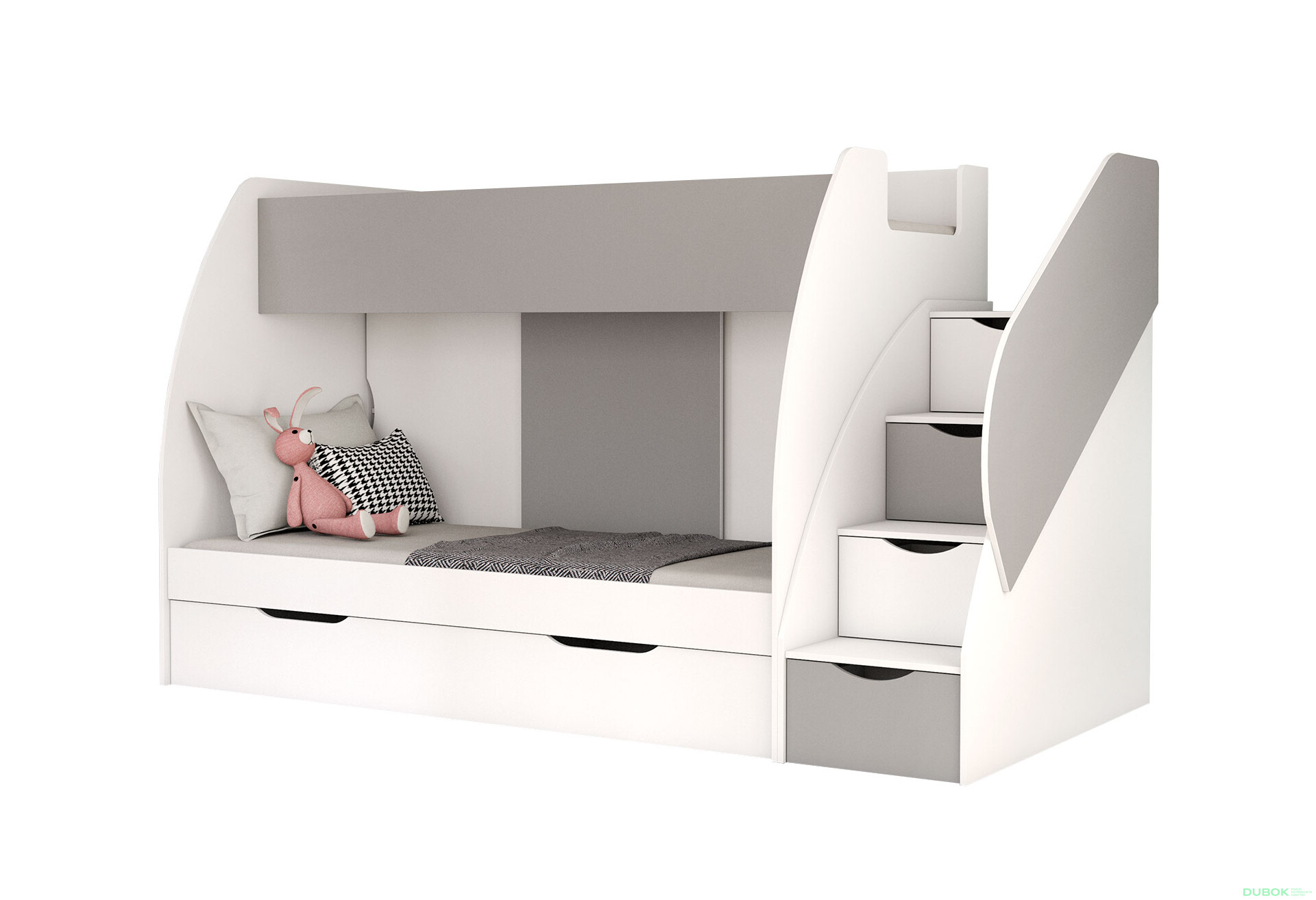 Fotografia 1 - Poschodová posteľ Marcinek 80x190 s roštom biely / šedý