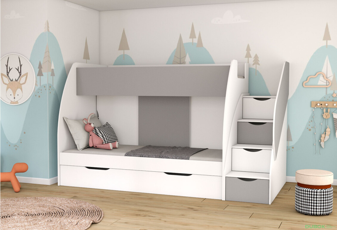 Fotografia 4 - Poschodová posteľ Marcinek 80x190 s roštom biely / šedý