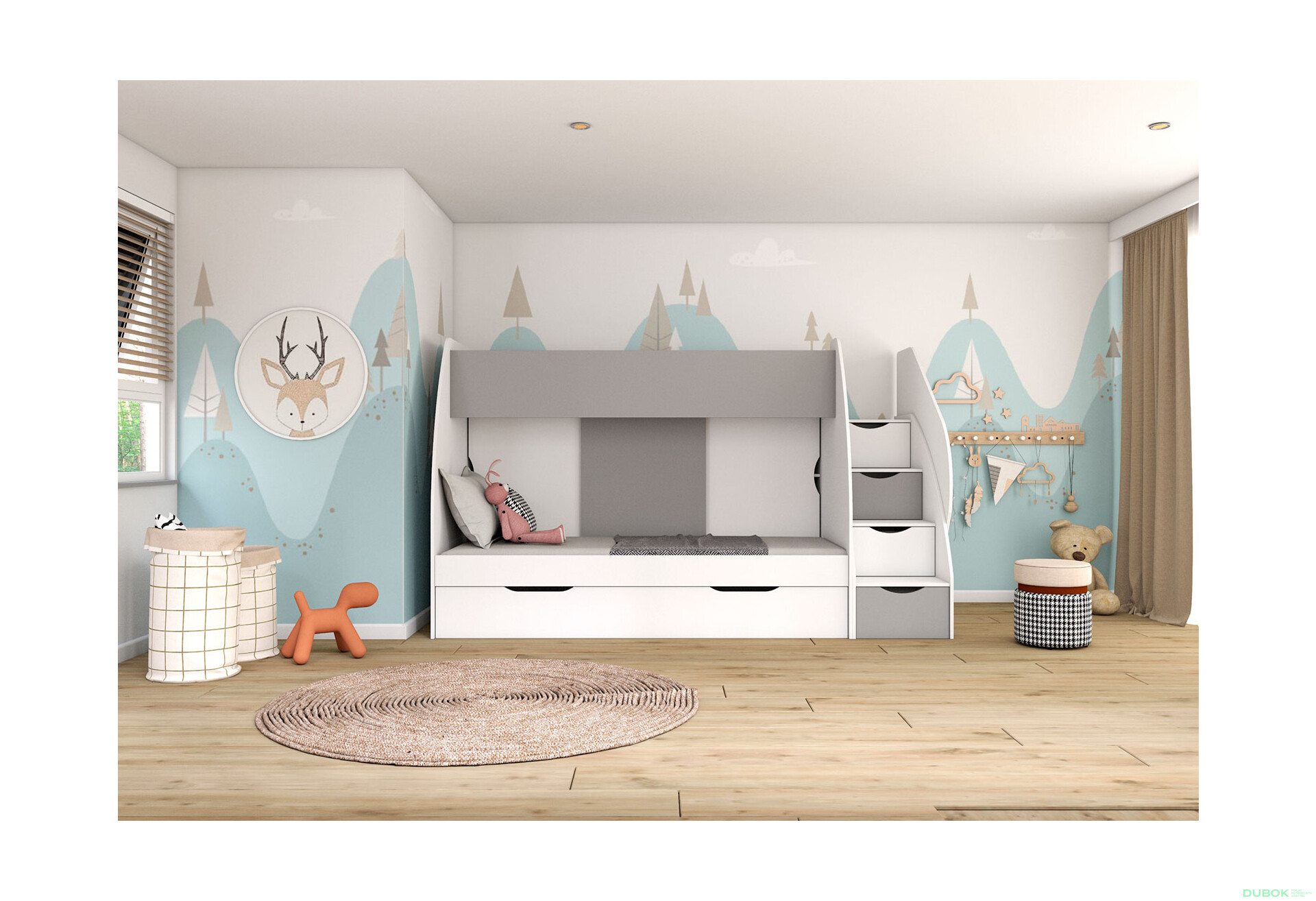 Fotografia 6 - Poschodová posteľ Marcinek 80x190 s roštom biely / šedý