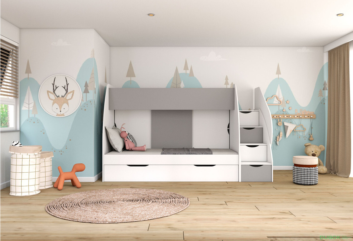 Fotografia 6 - Poschodová posteľ Marcinek 80x190 s roštom biely / šedý