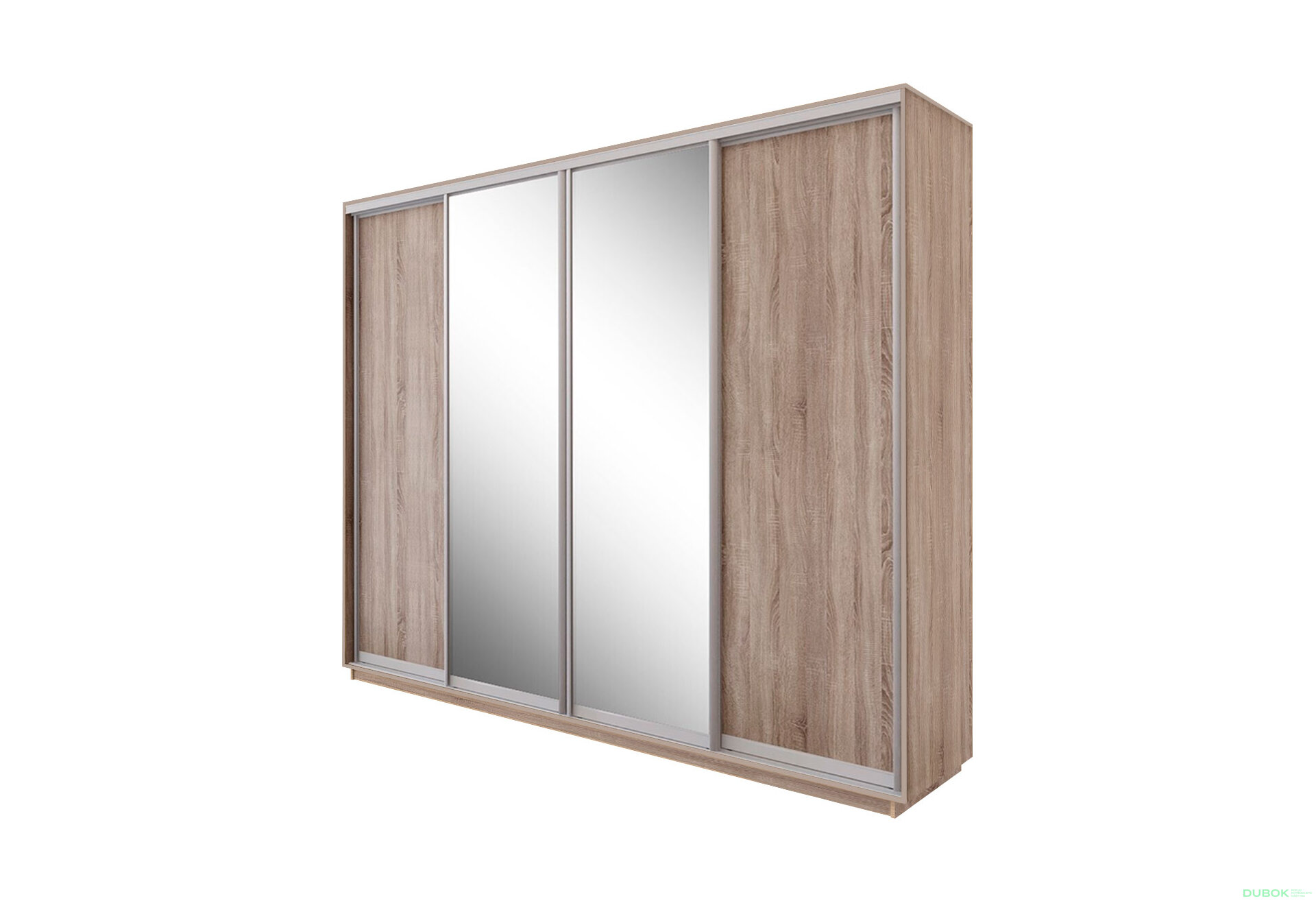 Fotografia 1 - Skriňa s posuvnými dverami 2200x3000x600 2DTD 2 zrkadlá dub sonoma, profil strieborný