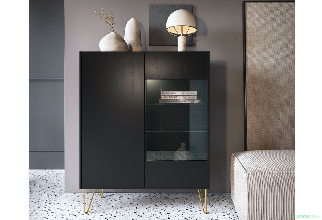 Vitrína WT97 čierny grafit / čierny royal mramor Harmony - Fotografia 4 Fotografia 4 - Vitrína WT97 čierny grafit / čierny royal mramor Harmony