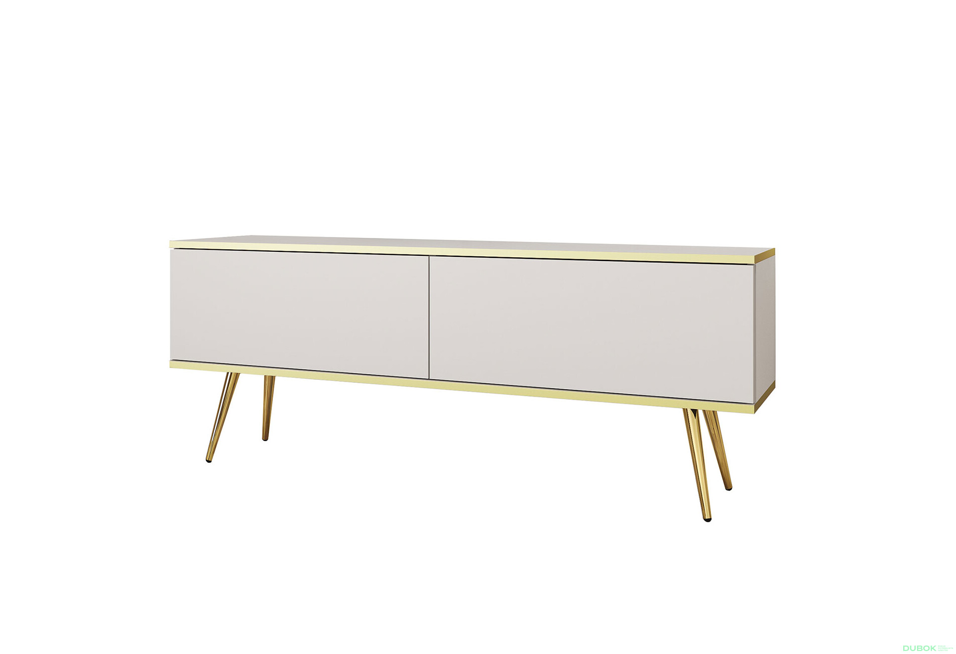 TV stolík RTV 135 biely, zlaté nohy Oro - Fotografia 1 Fotografia 1 - TV stolík RTV 135 biely, zlaté nohy Oro