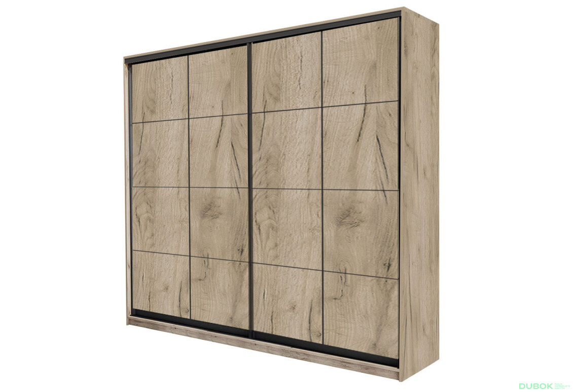 Skriňa 2D W Loft 1800x600x2400, 2 DTD, Dub kraft sivý