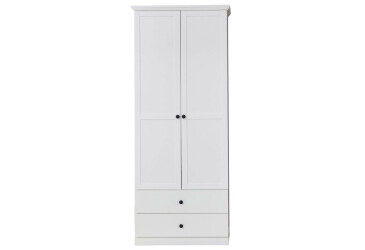 Skriňa dvojdverová s 2 zásuvkami Brandson 81x196x41 cm Biela