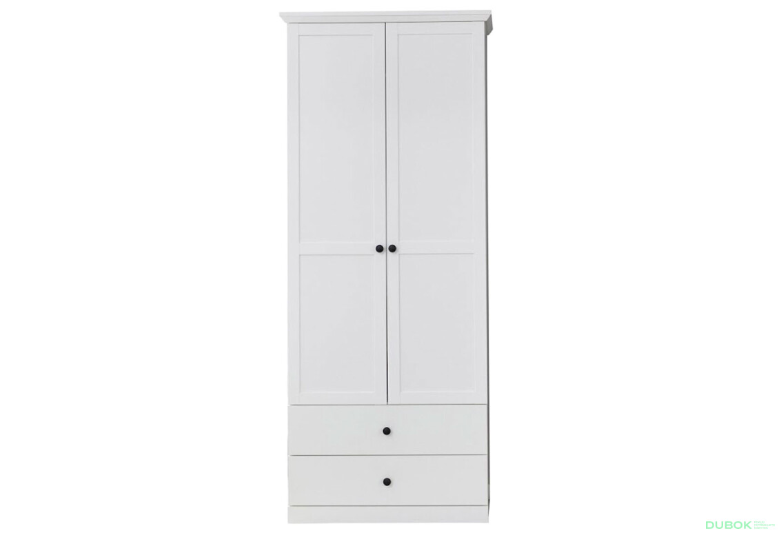 Skriňa dvojdverová s 2 zásuvkami Brandson 81x196x41 cm Biela - Fotografia 1 Fotografia 1 - Skriňa dvojdverová s 2 zásuvkami Brandson 81x196x41 cm Biela