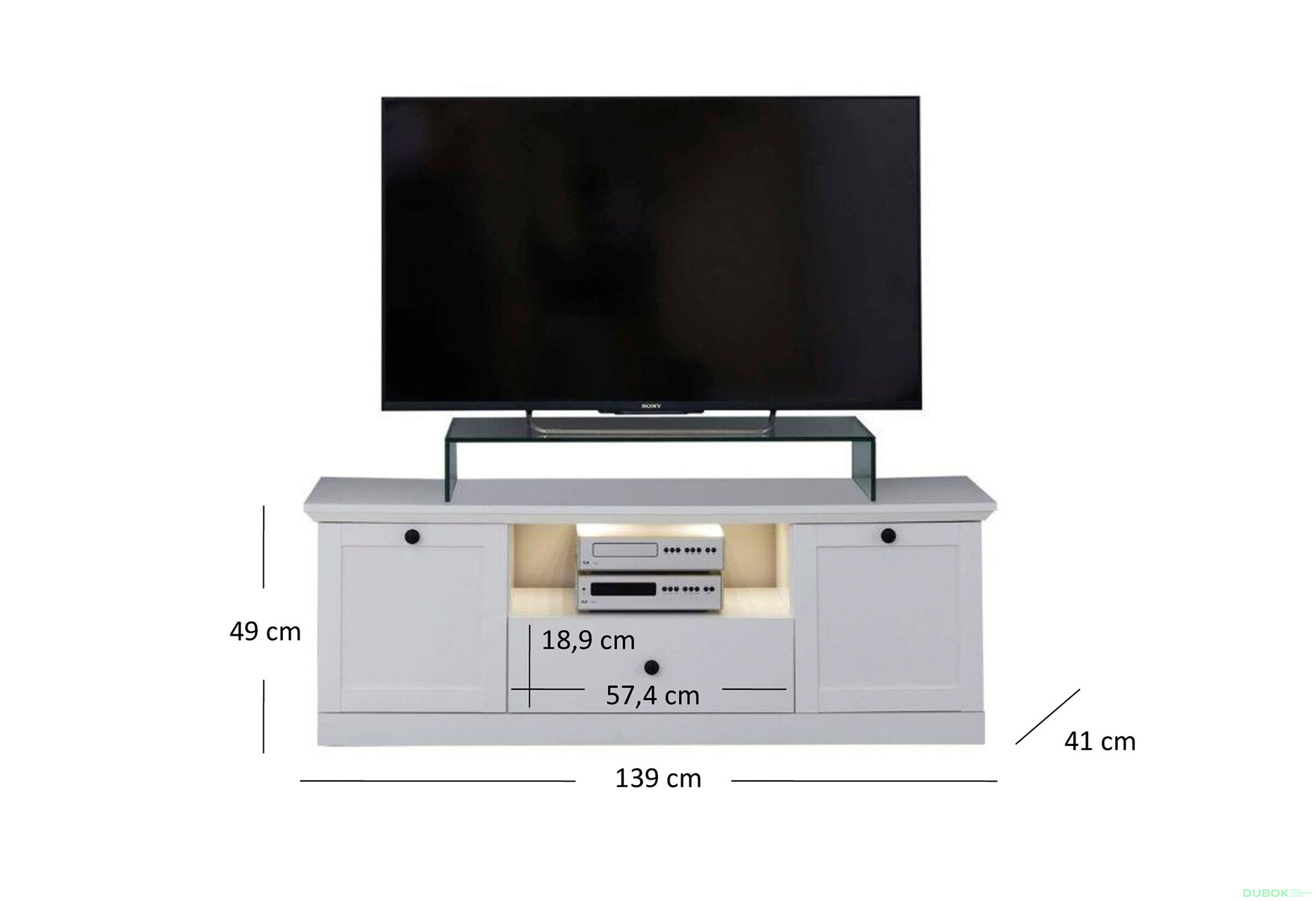 TV stolík 2d1s/140 biely Brandson - Fotografia 3 Fotografia 3 - TV stolík 2d1s/140 biely Brandson