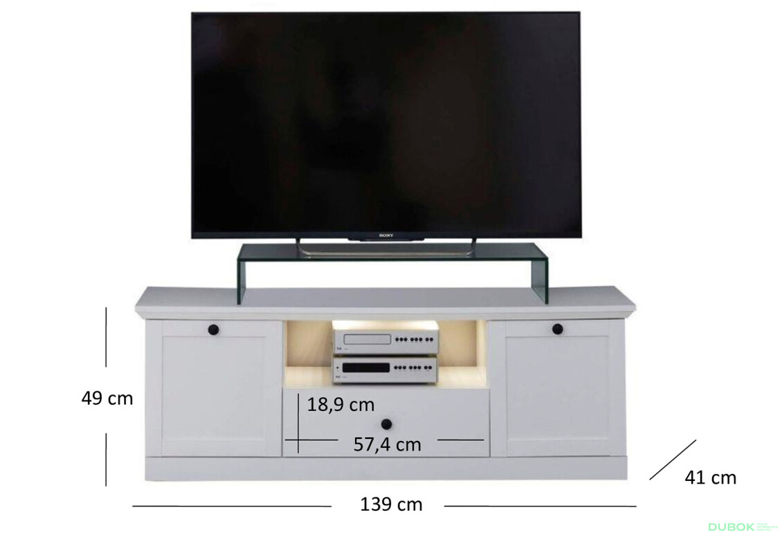 TV stolík 2d1s/140 biely Brandson - Fotografia 3 Fotografia 3 - TV stolík 2d1s/140 biely Brandson